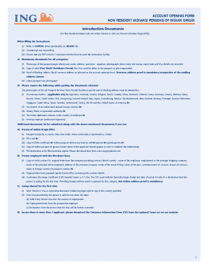 Account Opening Form for Non-Resident Indians