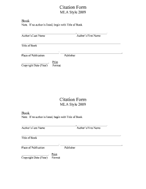 MLA Book Citation Form