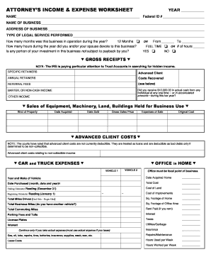 Income and expense worksheet - ATTORNEYS INCOME & EXPENSE WORKSHEET