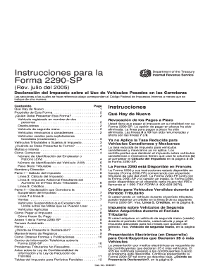 Instrucciones para la Forma 2290-SP