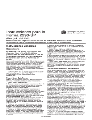 Instrucciones para la Forma 2290-SP