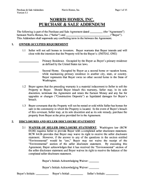 Norris Homes Purchase & Sale Addendum