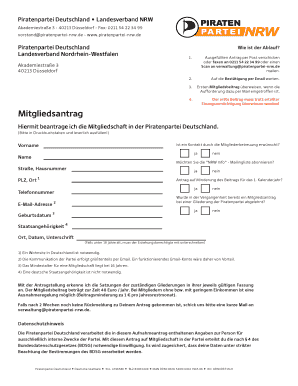 Mitgliedsantrag der Piratenpartei Deutschland