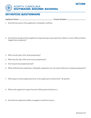 Orthopedic Condition Questionnaire