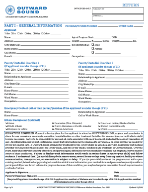 Outward Bound Youth Medical Record Form