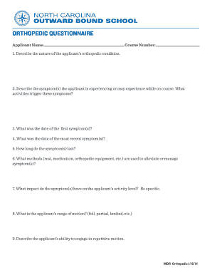 Orthopedic Condition Questionnaire