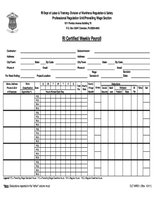 RI Certified Weekly Payroll Form