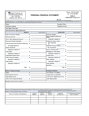 Personal FINANCIAL STATEMENT- Template
