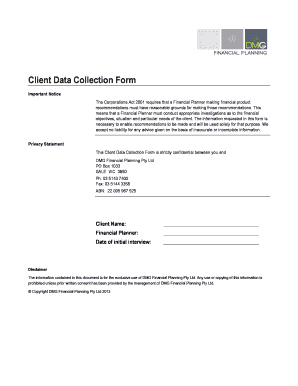 Client Data Collection Form