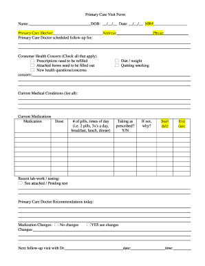 Primary Care Visit Form