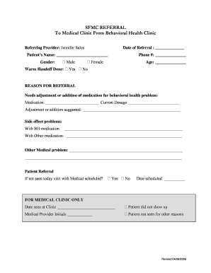 Medical Clinic Referral Form