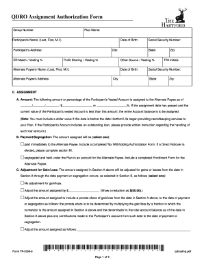 QDRO Assignment Authorization Form