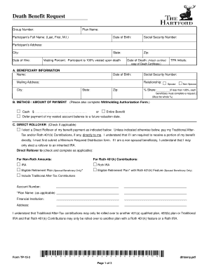 Death Benefit Request Form