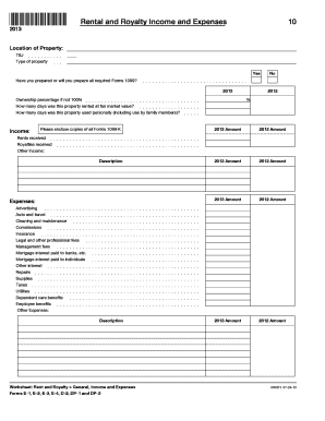 Rental and Royalty Income and Expenses Form