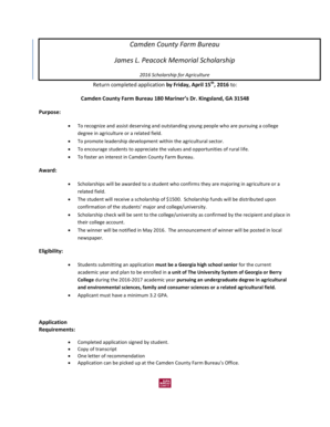 Camden County Farm Bureau James L Peacock Memorial Scholarship - cchs camden schooldesk