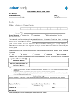 Askari Bank e-Statement Application Form
