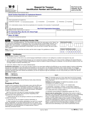 IRS Form W-9 Request for Taxpayer Identification Number and Certification