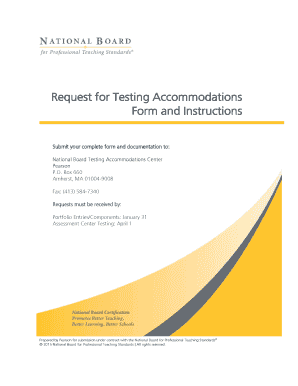 National Board Testing Accommodations Request Form