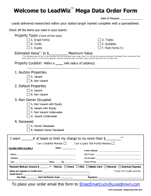LeadWiz Mega Data Order Form