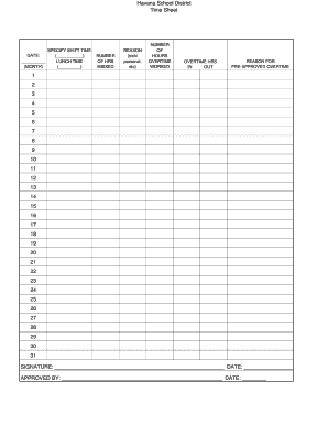 Havana School District Time Sheet