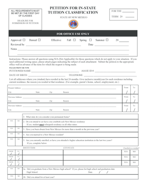 New Mexico In-State Tuition Petition