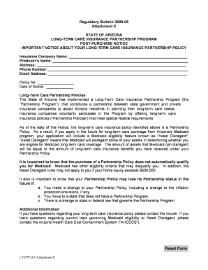Arizona Long-Term Care Insurance Partnership Policy Notice