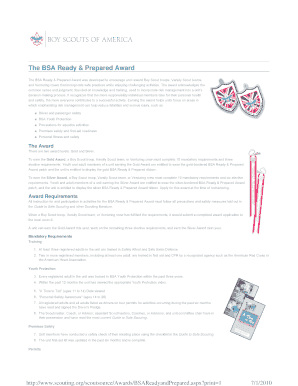 BSA Ready & Prepared Award Application