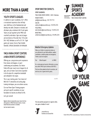 YMCA Summer Sports Academy Registration Form