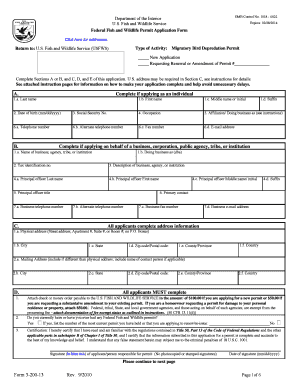US Fish and Wildlife Migratory Bird Depredation Permit Application