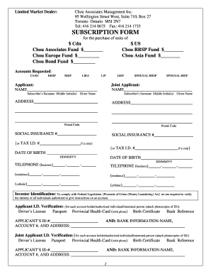 Chou Associates Fund Subscription Form