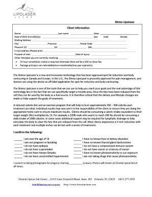 Shima LipoLaser Consent Form