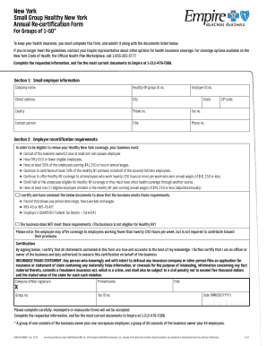 New York Small Group Healthy NY Annual Re-certification Form
