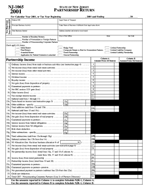 New Jersey Partnership Return Form NJ-1065