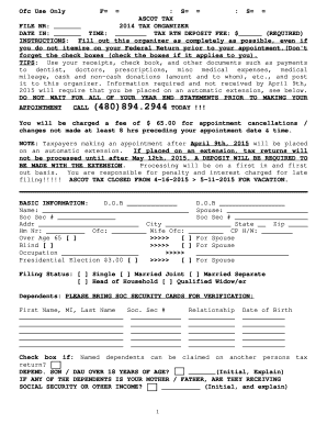2014 Ascot Tax Organizer