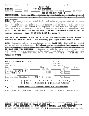 2009 Ascot Tax Organizer