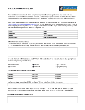 Royal Caribbean B-Roll Fulfillment Request