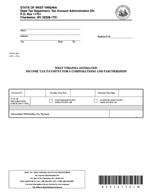 West Virginia Estimated Income Tax Payment Form
