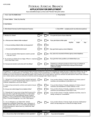 AO 78 Federal Judicial Branch Application for Employment