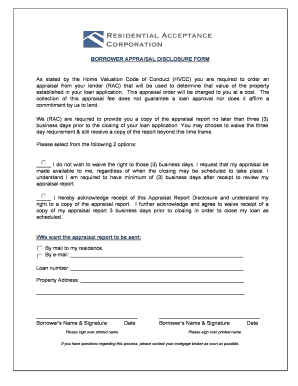 Borrower Appraisal Disclosure Form