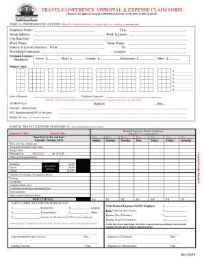 Travel Conference Approval Expense Claim Form