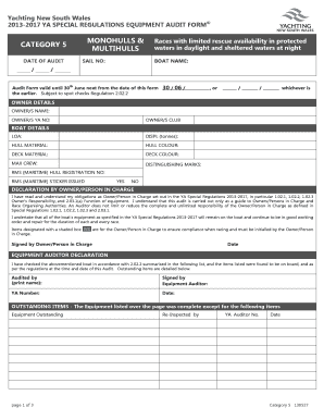 Yachting Australia Equipment Audit Form