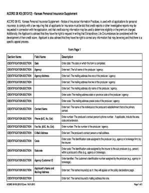 Kansas Personal Insurance Supplement