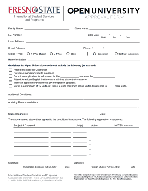University Approval Form