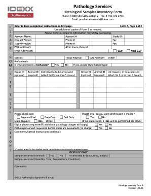 Histological Samples Inventory Form