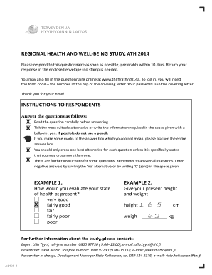 Regional Health and Well-Being Study Questionnaire