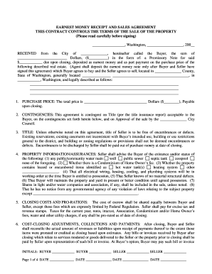 Earnest Money Receipt and Sales Agreement