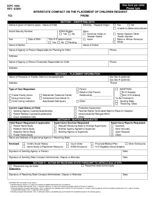Interstate Compact on the Placement of Children Request Form