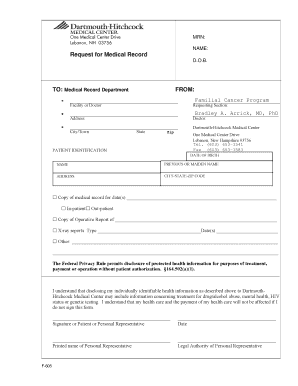 Request for Medical Record Form