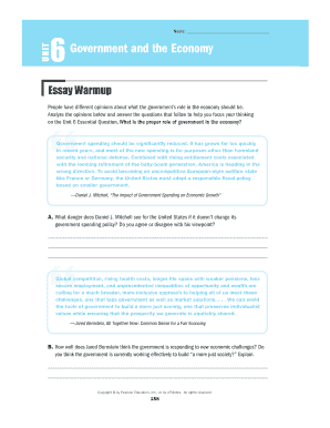Government and Economy Essay Warmup