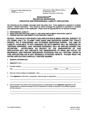 Executive Professional Liability Application